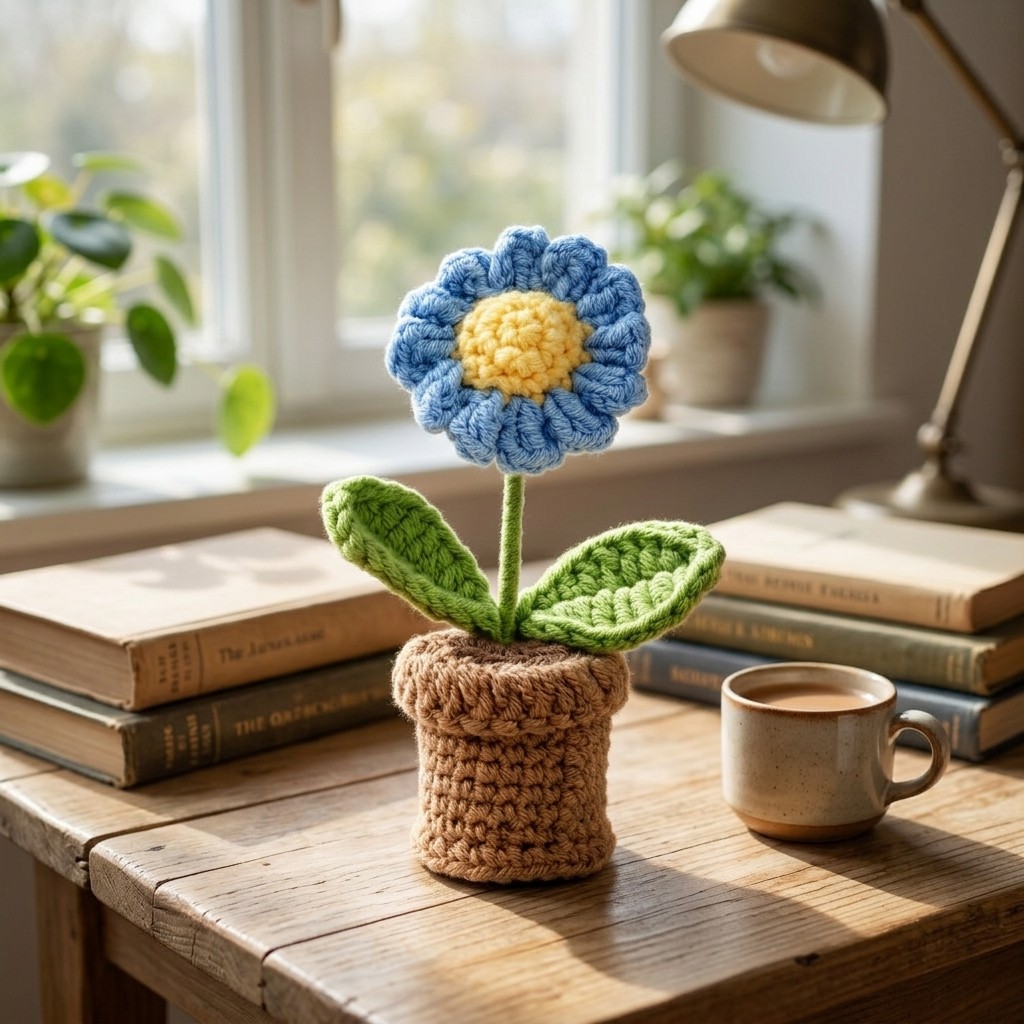 Cute Handmade Crochet Potted Flower Desk Decor gallery