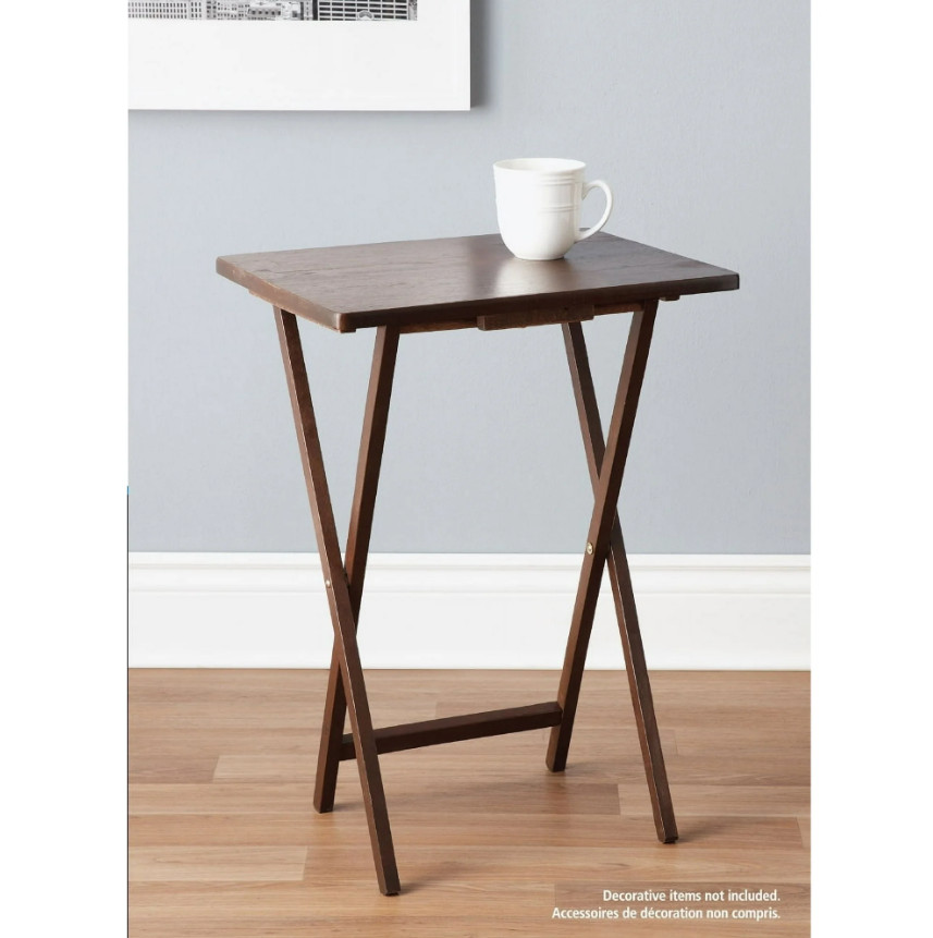 Folding TV Tray Table Rubberwood Walnut Indoor Portable 19 x 14.5 x 26 gallery