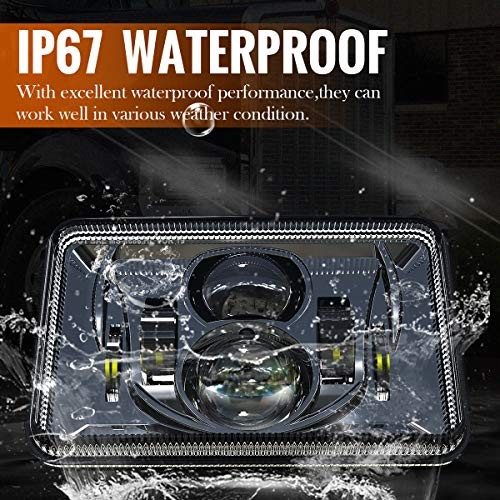 4x6 Inch LED Headlights 4 PCS 60W 14400LM DOT Approved, Replacement for Black gallery