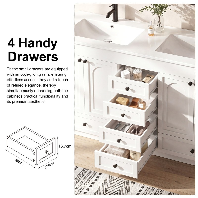 Double Sink Bathroom Vanity Cabinet Freestanding White Bathroom Storage Vanity gallery