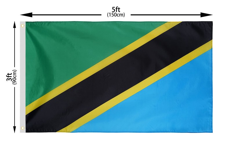 DANF Tanzania Flag 3x5 Ft Thick Polyester, Fade Resistant, Brass Grommets, Canva gallery