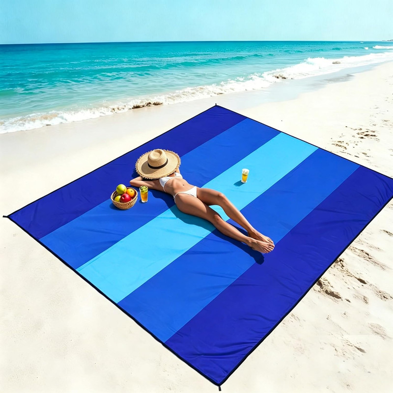 Beach Blanket Waterproof Sandproof Beach Mat 79" X 83"/10'X9'For 2-8 persons gallery