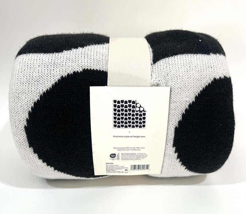 NEW Threshold Reversible Knit Geo Throw Blanket Black/White 50”x60” gallery