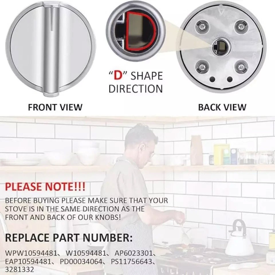 For Whirlpool Oven Range Burner Knob WPW10594481 W10594481 AP6023301 gallery