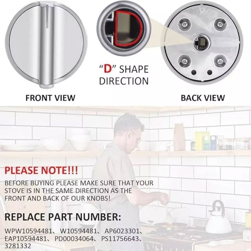 For Whirlpool Oven Range Burner Knob WPW10594481 W10594481 AP6023301 gallery