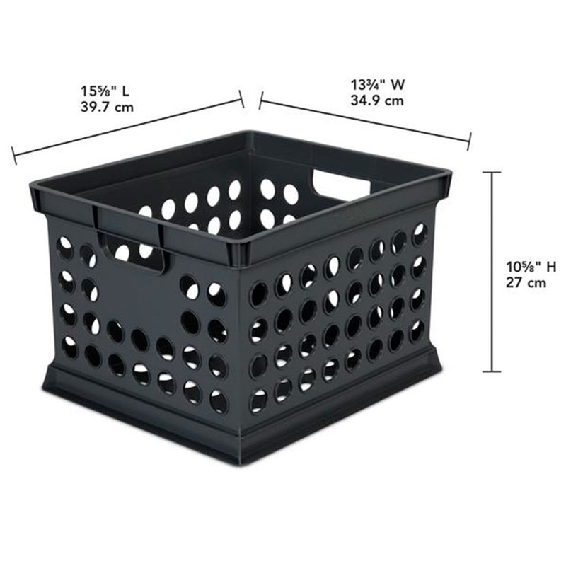 Sterilite Stackable Plastic Storage Open Crate Bin Organizer Box, Black (6 Pack) gallery