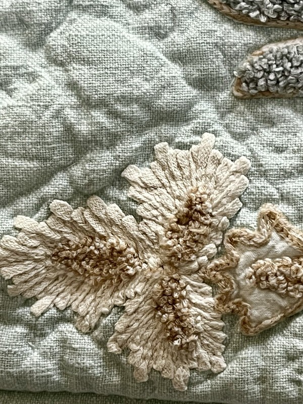 Soft Surroundings Robin Egg Blue Embroidered Crewel Quilt Standard Pillow Shams gallery