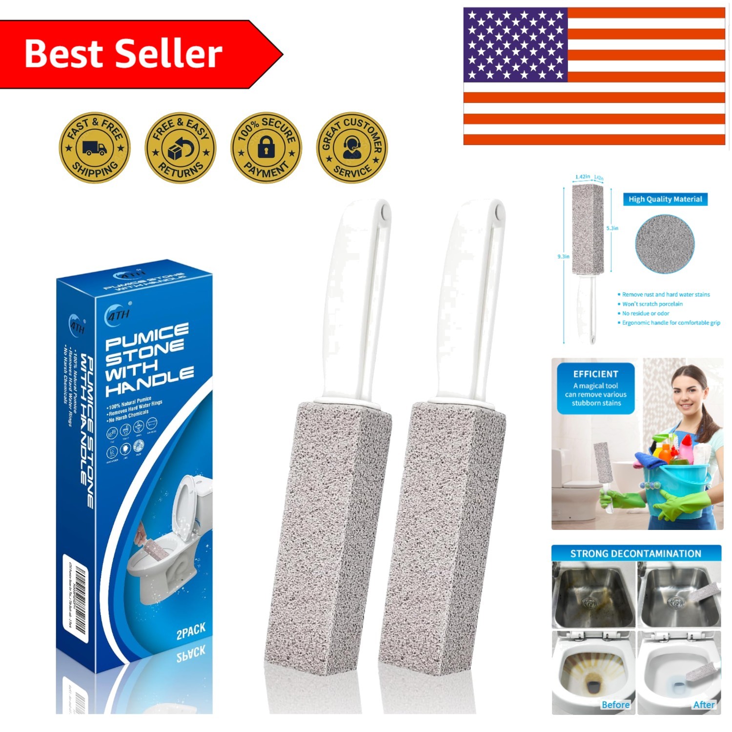 Compact Toilet Cleaner Stick - Removes Calcium, Iron, and Hard Water Deposits gallery