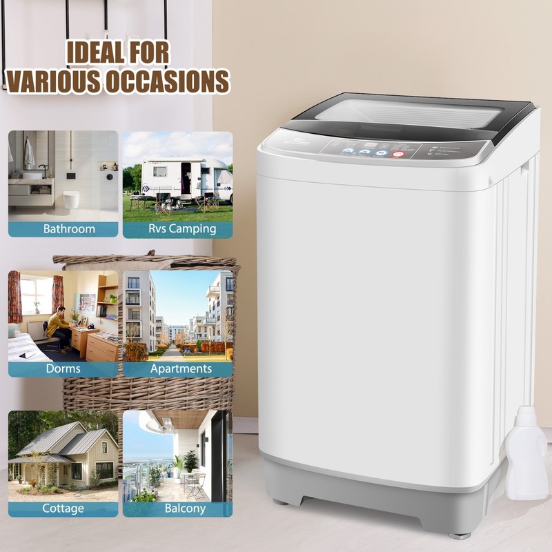 Washing Machine 20Lbs Fully Automatic Portable Washer w/ Drain Pump +LED Display gallery