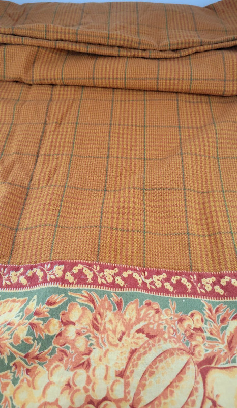 April Cornell Tablecloth Fall Pumpkins Plaid Rust Orange Green Yellow 84x56 gallery