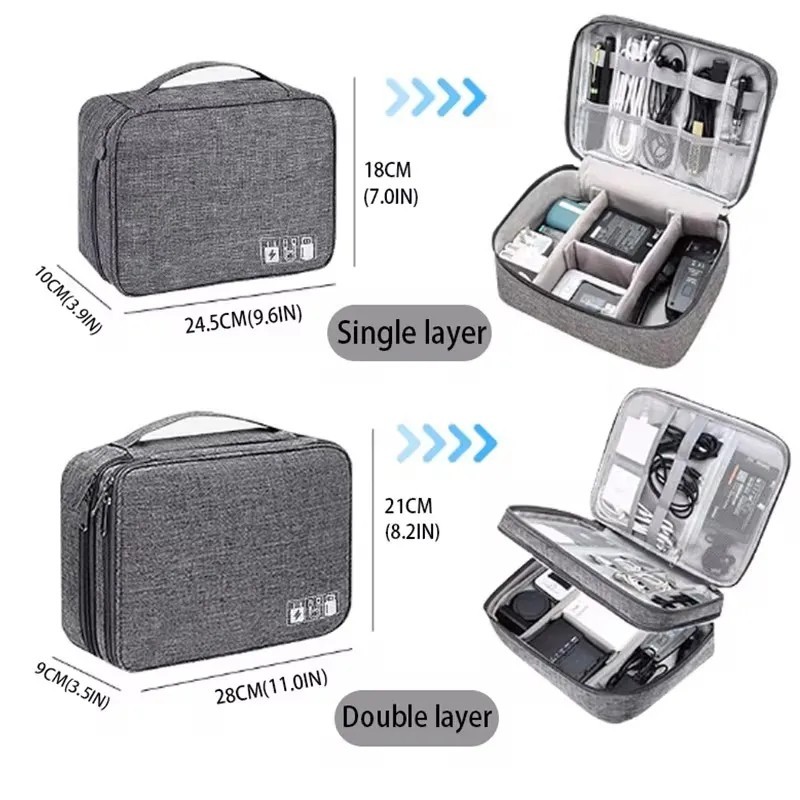 Double Layer Travel Cable Storage Bag Portable Electronic Organizer Case gallery