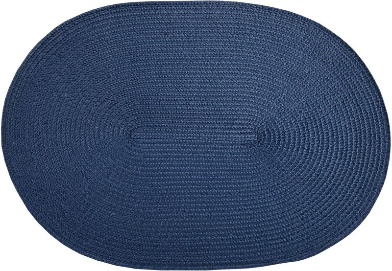 Oval Braided Woven Polypropylene Plastic Placemats (Navy), Set of 4 gallery