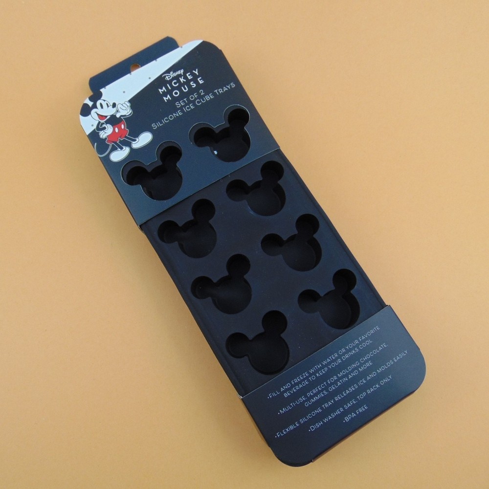 Disney Mickey Mouse Silicone Ice Cube Trays Set of 2 BPA Free Black Molding New
