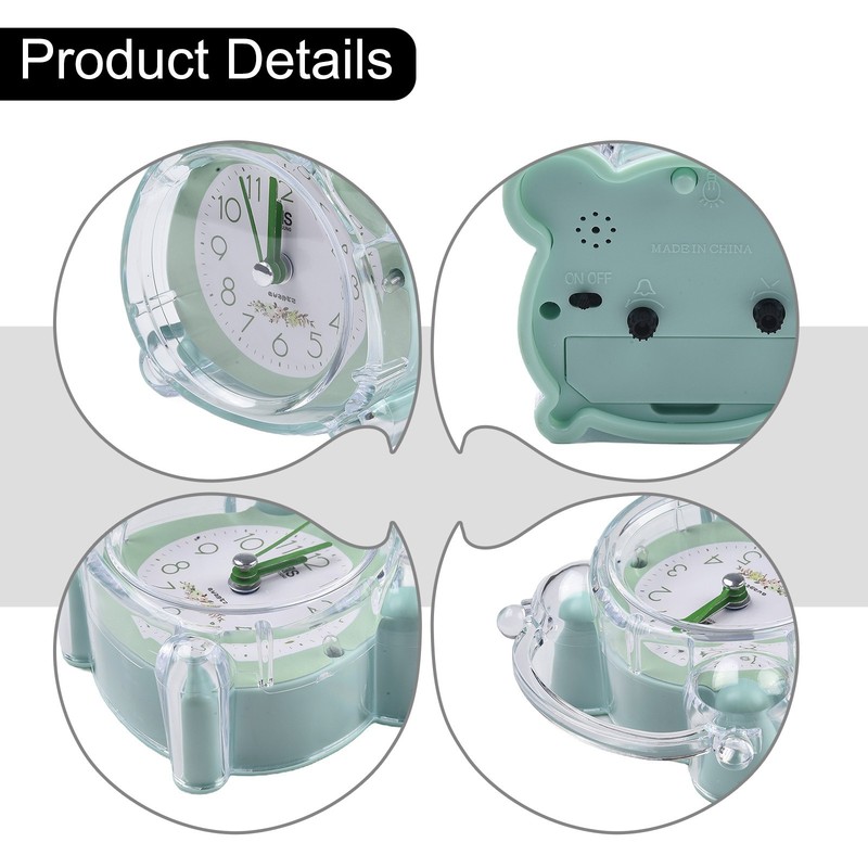 Portable Transparent Alarm Clock Silent Running Night Light and Alarm Sound gallery