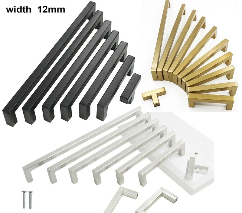 Cabinet Handle Pull Kitchen Bath Square Bar Knob Black Nickel Gold Silver Modern gallery