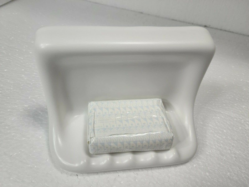 Bright White Matte Ceramic Soap Dish Tray Tile in Daltile Color 0790 Mid Cent... gallery