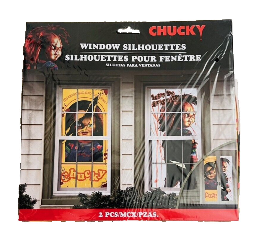 NEW CHUCKY Window Silhouettes Life Size Decorations 2 pcs - 33.5 in. x 65 in. gallery