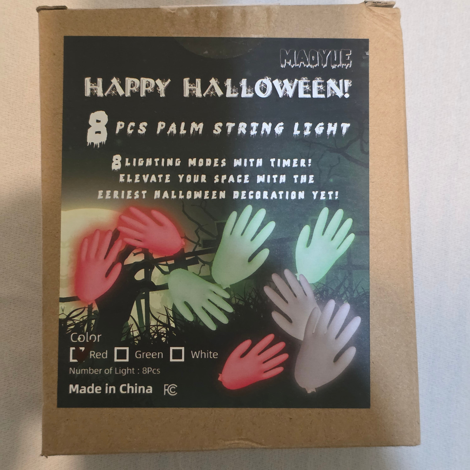 Halloween 8 Piece Red Palm String Light with 8 Lighting Modes with Timer gallery