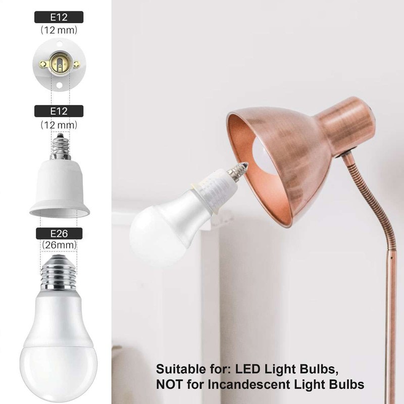 5/10/20Pcs Light Bulb Socket Adapter E12 to E26/E27 Base Chandelier Converter US gallery