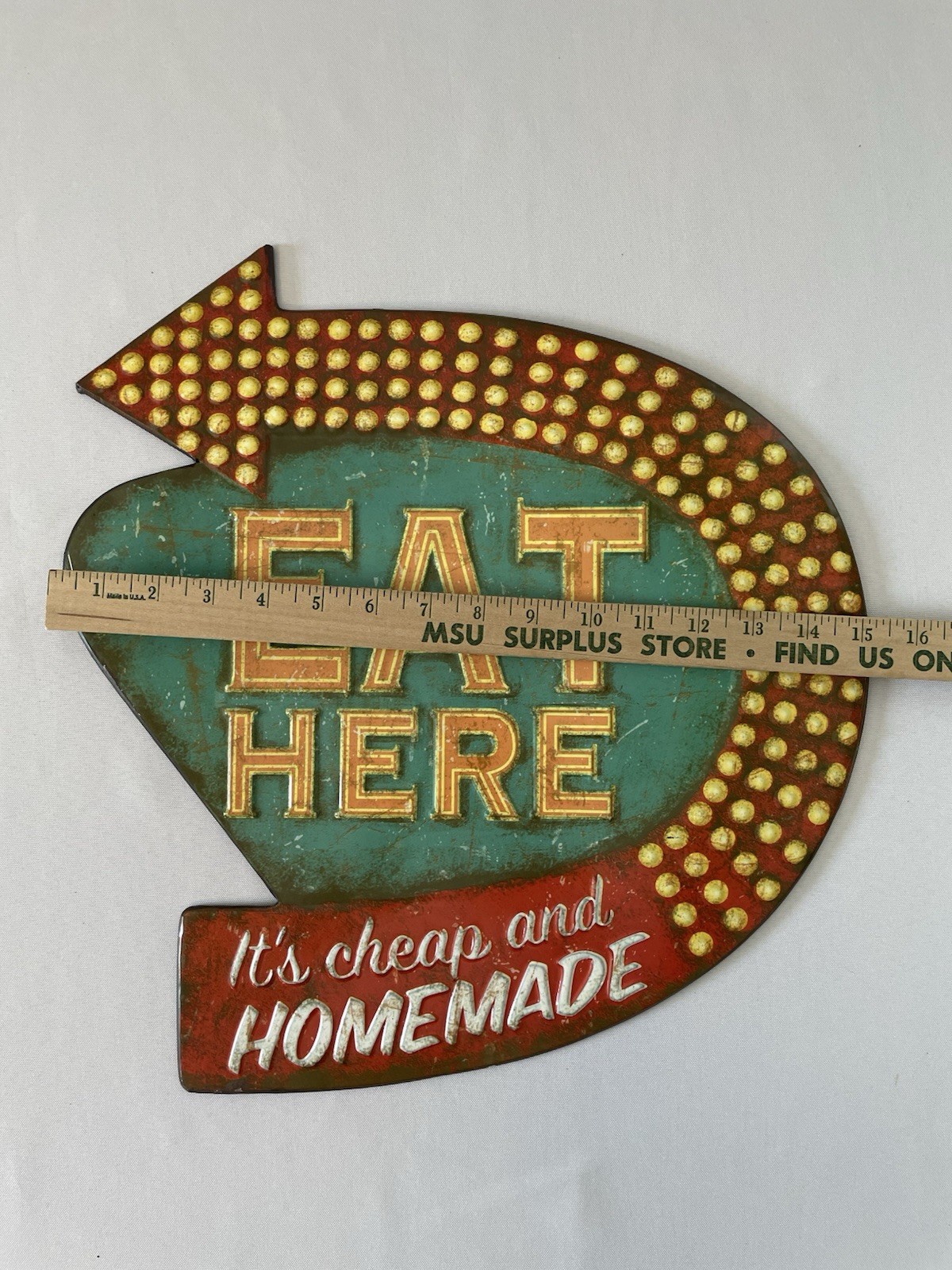 Retro Diner Kitchen Sign Plaque, "Eat Here" Vintage Old Fashioned Tin Wall Art gallery