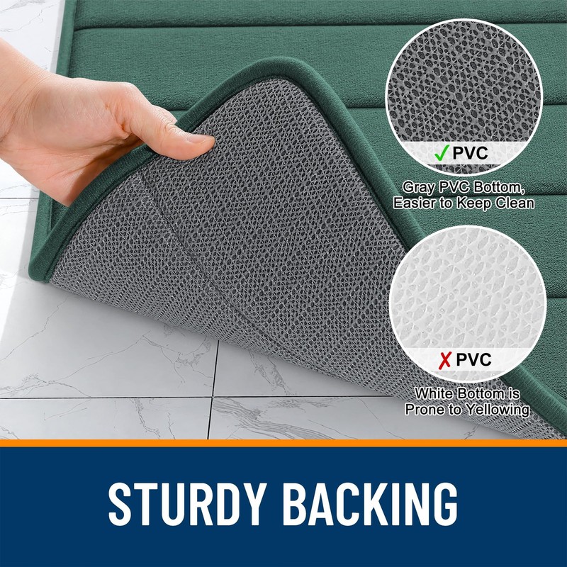 OLANLY Memory Foam Bath Mat 35x16, Super Soft 35" X 16", Blackish Green gallery