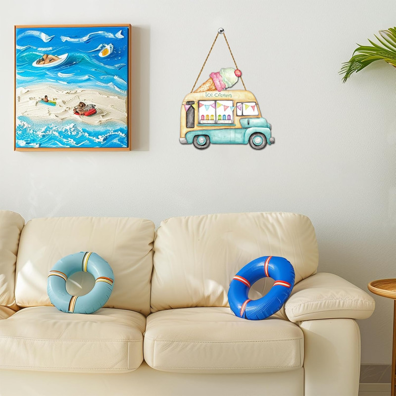 Summer Decor Summer Door Decor Ice Cream Truck Hanging Plaque Colorful Popsicles gallery