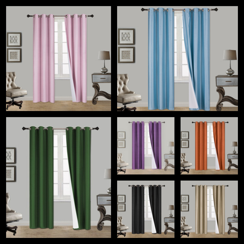 1 SET 100% THERMAL BLACK OUT WINDOW LINED CURTAIN PANEL DRAPE BRONZE GROMMET AAA gallery