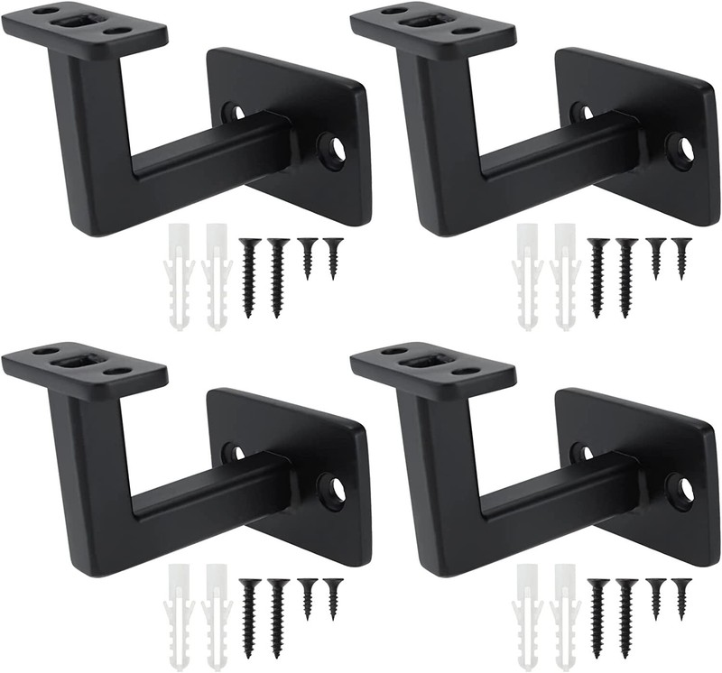RealPlus Handrail Brackets, Heavy Duty Steel Square Hand Rail Brackets, Black gallery