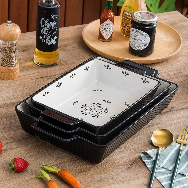 Baking Dishes Bakeware Set Ceramic Casserole Dish Rectangular Shape Oven safe gallery