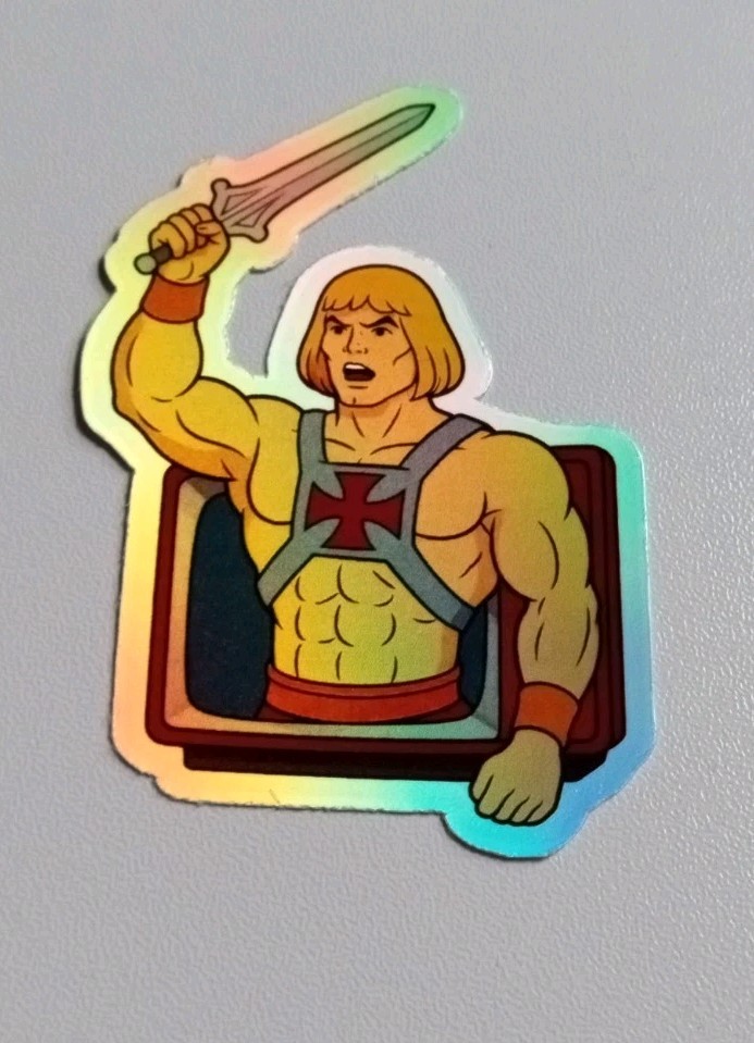 He-Man Retro Tv Set Waterproof Holographic Vinyl Sticker gallery