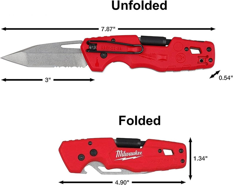 Milwaukee FASTBACK Folding Utility Knife W/Blade Multifunctionality, Red-Black gallery