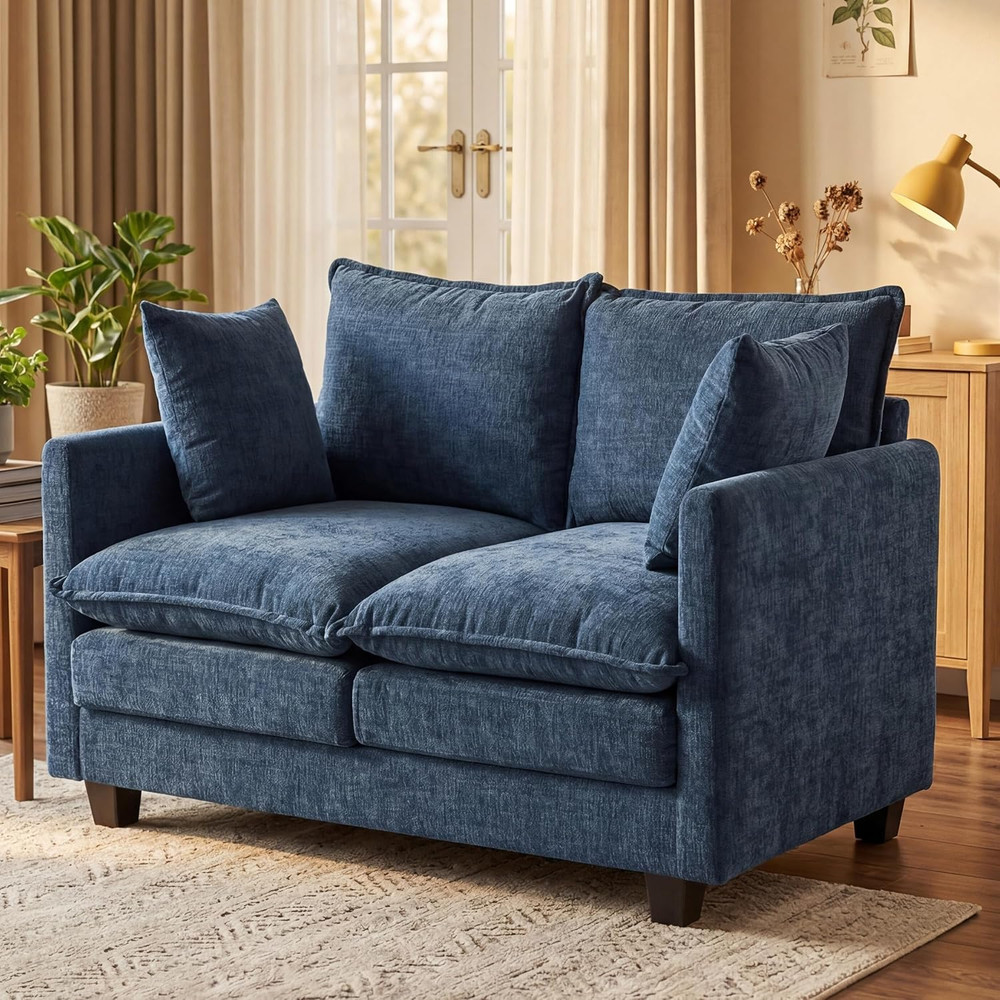 Loveseat Sofa with Cloud 3-Layer Cushion & 27" Deep Seat, Modern Small Couch wit