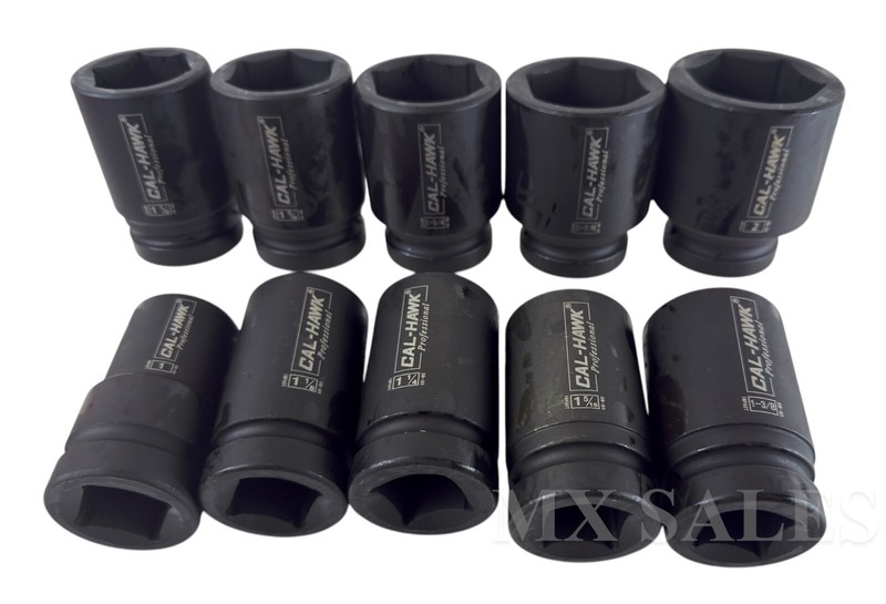 10pc SAE Deep Impact Socket 1" inch Drive 6 Point Sockets 1" - 2" w/ CASE gallery
