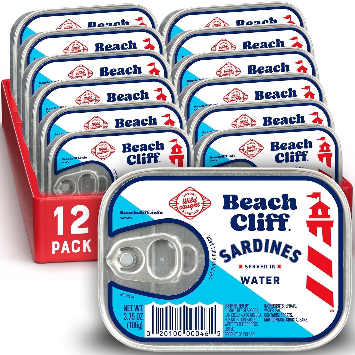 Beach Cliff Sardines in Water, Wild Caught, 3.75 oz Can, Pack of 12 gallery