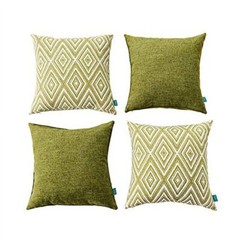 HPUK Decorative Throw Pillow Covers Set of 4 Geometric 17″x17″ inches GREEN