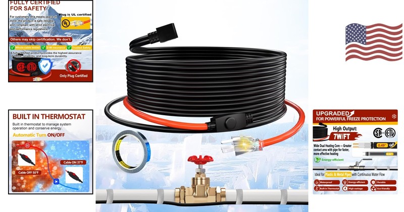 Durable 3ft Constant Wattage Heating Cable for Metal and Plastic Pipes gallery