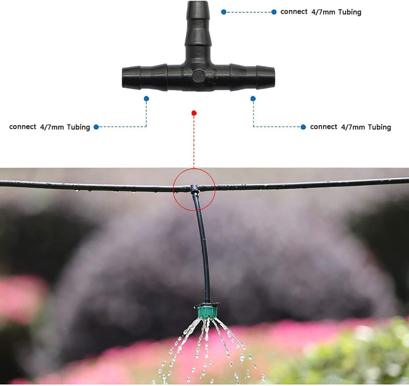 200 Pcs 1/4 Universal Barbed Tee Fittings Drip Irrigation Barbed Connectors gallery