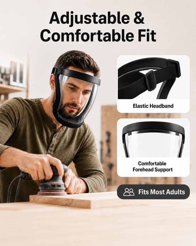 BFhongly Plastic Face Shield (2 Pack) Full Safety 1 Count (Pack of 2), Clear gallery