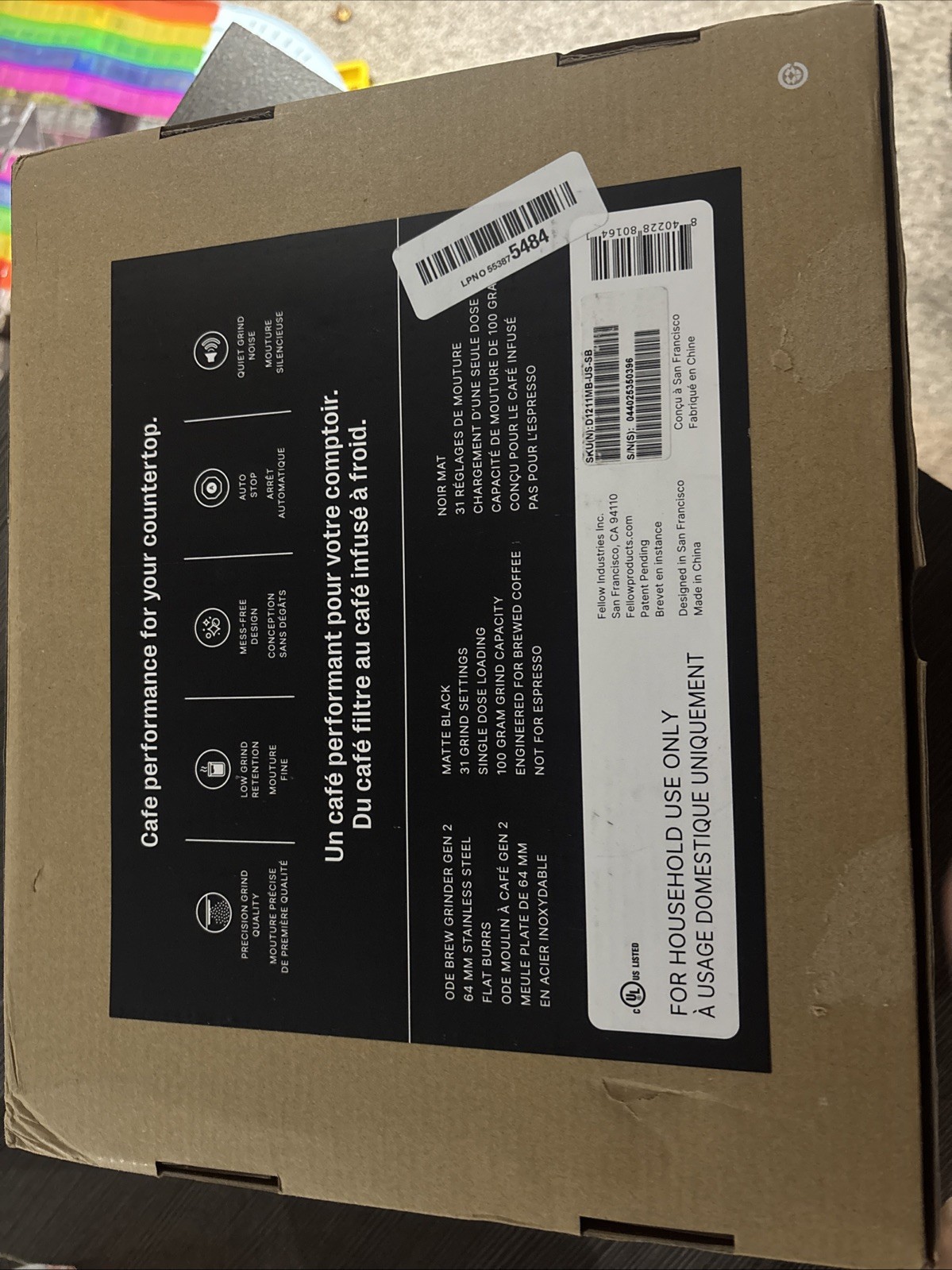 Fellow Ode Gen 2 Brew Grinder Matte Black, Free Shipping gallery