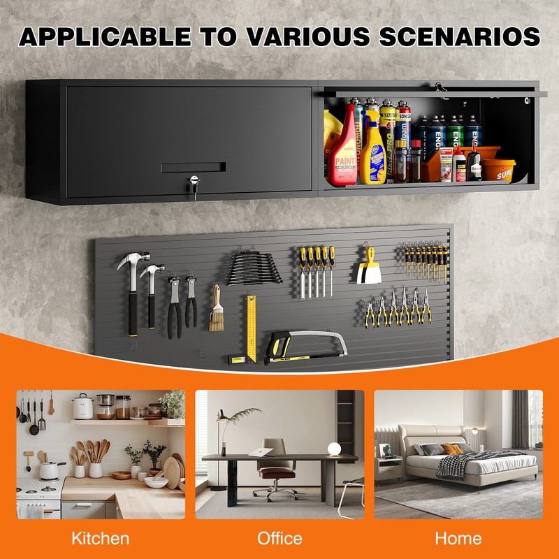 Wall Mount Tool Cabinet, 13.7" Lockable Metal Storage with Flip-Up Door gallery