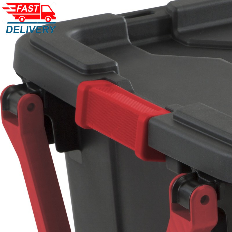 Extra Large Storage Bin, 40 Gallon Wheeled Plastic Storage, Black, Pack of 2 gallery