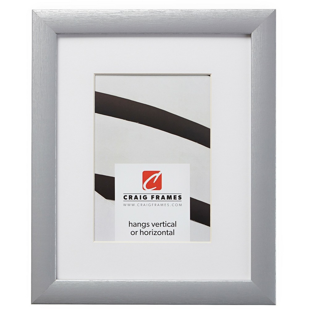 Craig Frames Contemporary 1", Brushed Silver Picture Frame With a Single Mat