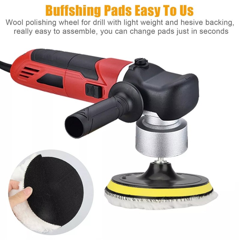 6" Buffing Polishing Pad Wool Wheel Mop Kit For Car Polisher Drill Adapter 5PCS gallery