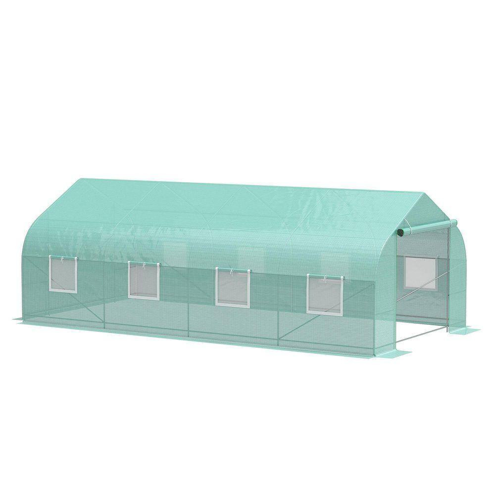 20 Ft. D X 10 Ft. W Polyethylene Walk-In Tunnel Greenhouse for Outdoor in Green, gallery
