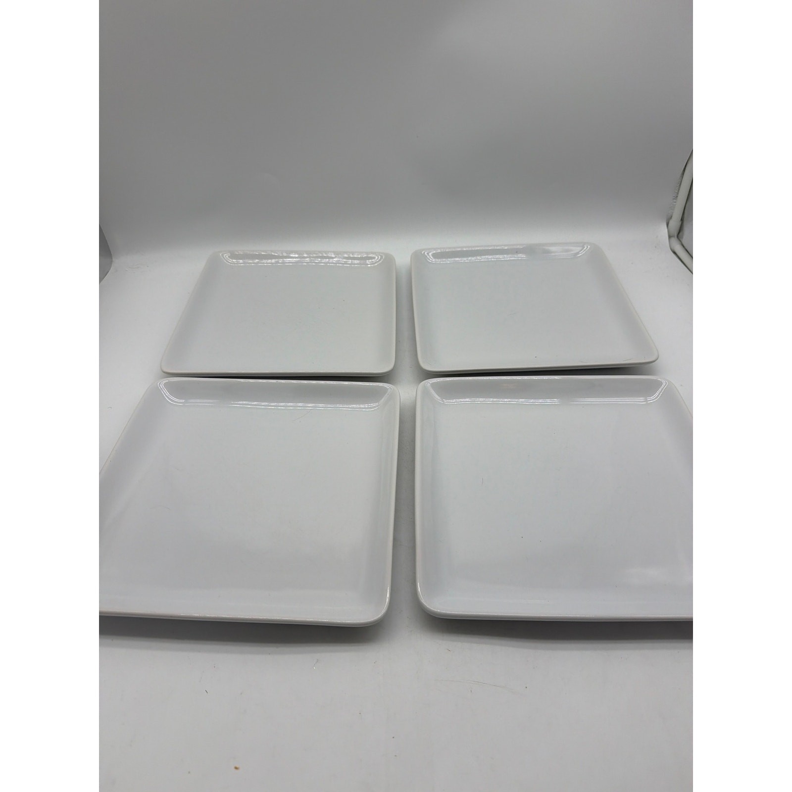 4 Pampered Chef Simple SIMPLE ADDITIONS 10" Square White Dinner Plates gallery