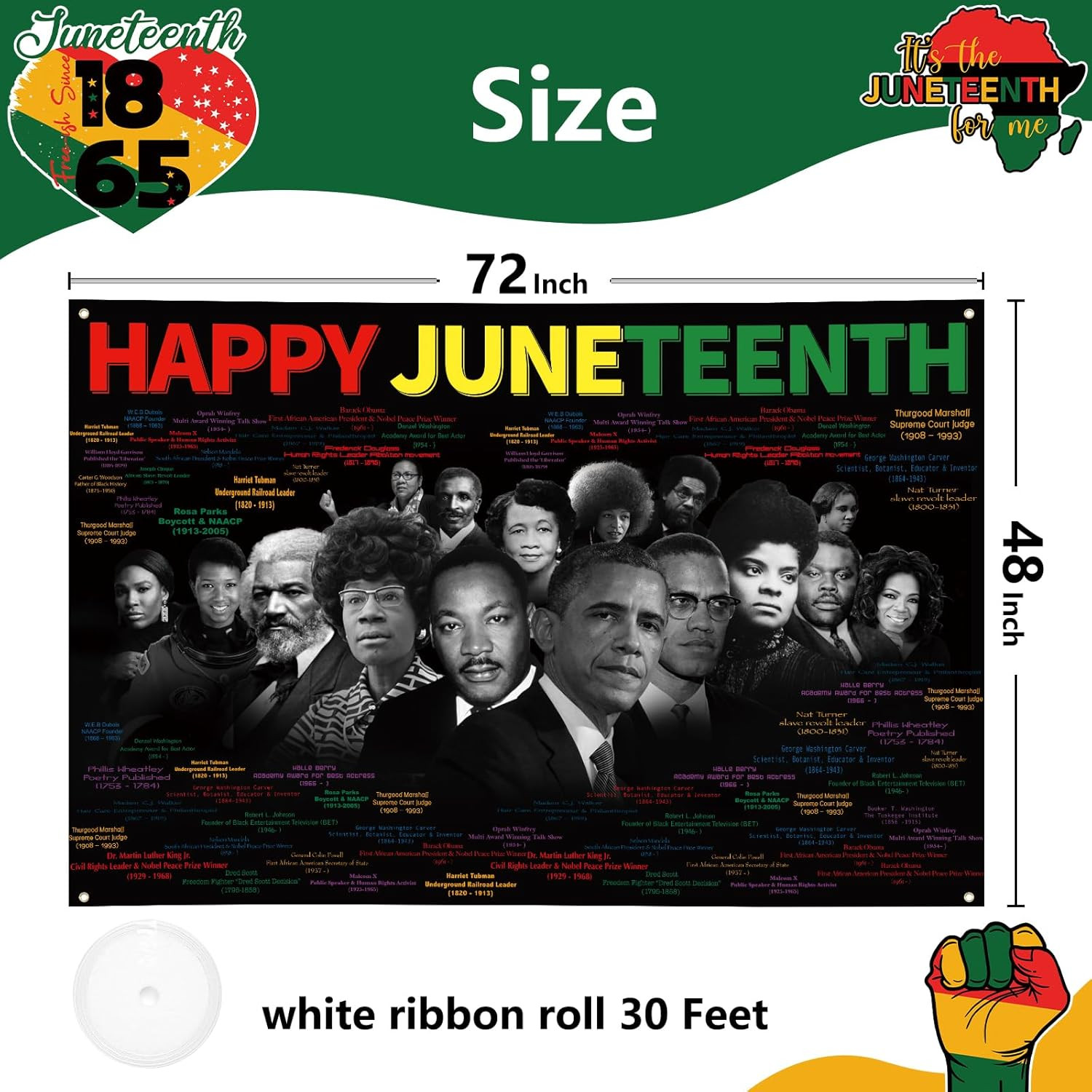 Juneteenth Decorations Happy Juneteenth Banner 72" x 48" African American Indepe gallery