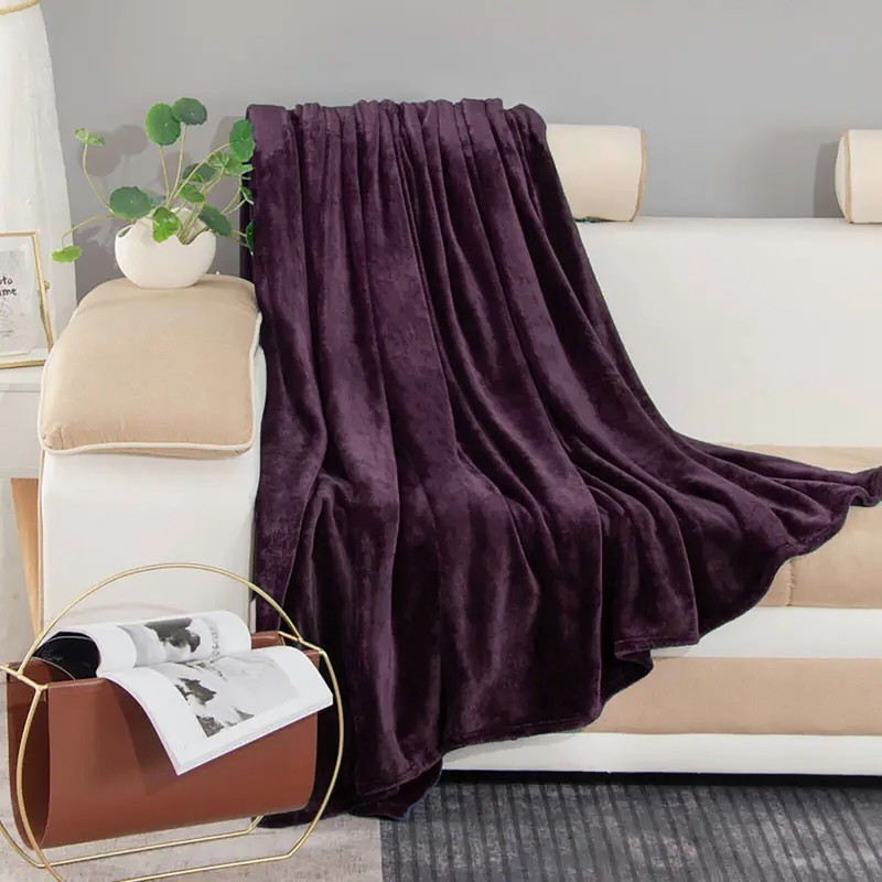 Solid Flannel Throw Plush Cozy Super Soft Bed Blanket: All Sizes Available gallery