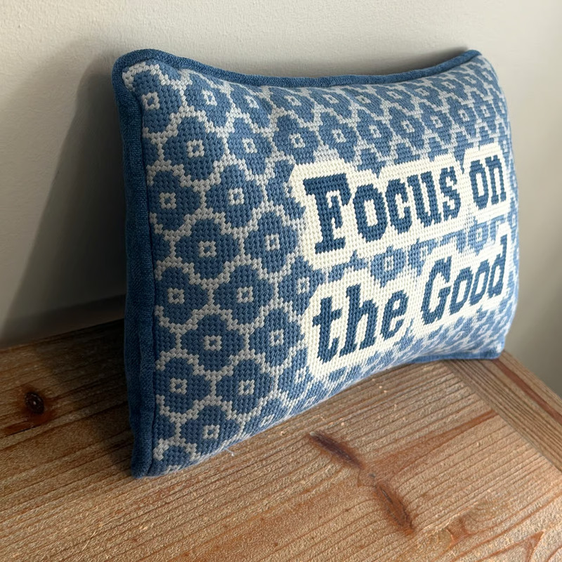 FOCUS ON THE GOOD Decorative Needlepoint Pillow by Cupcakes and Cashmere NWT gallery