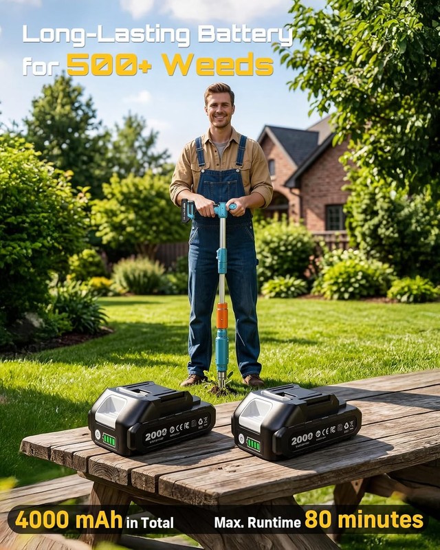 2026 Upgraded Electric Weed Puller Tool, 20V Battery Powered Stand Up Weeder wit gallery