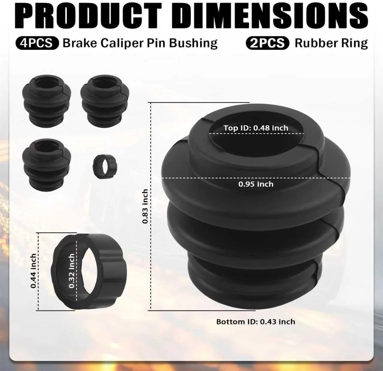 4PCS Brake Caliper Pins Bushing Kit Rubber,Dust Resistant Brake Caliper Rebuild gallery